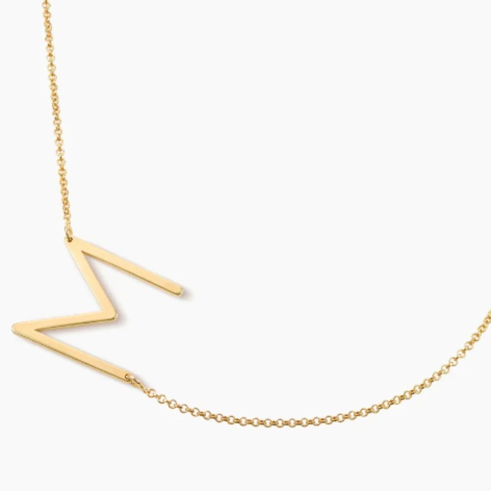 Your Initial Necklace - Letter M 18k gold 18"